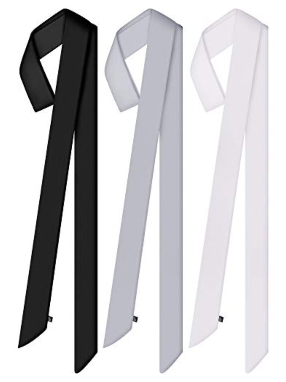 3 Pack Satin Skinny Scarf Set Narrow Neck Scarf Belt Sash